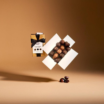 Ballotin discovery boite dorée ouverte vu d'en haut